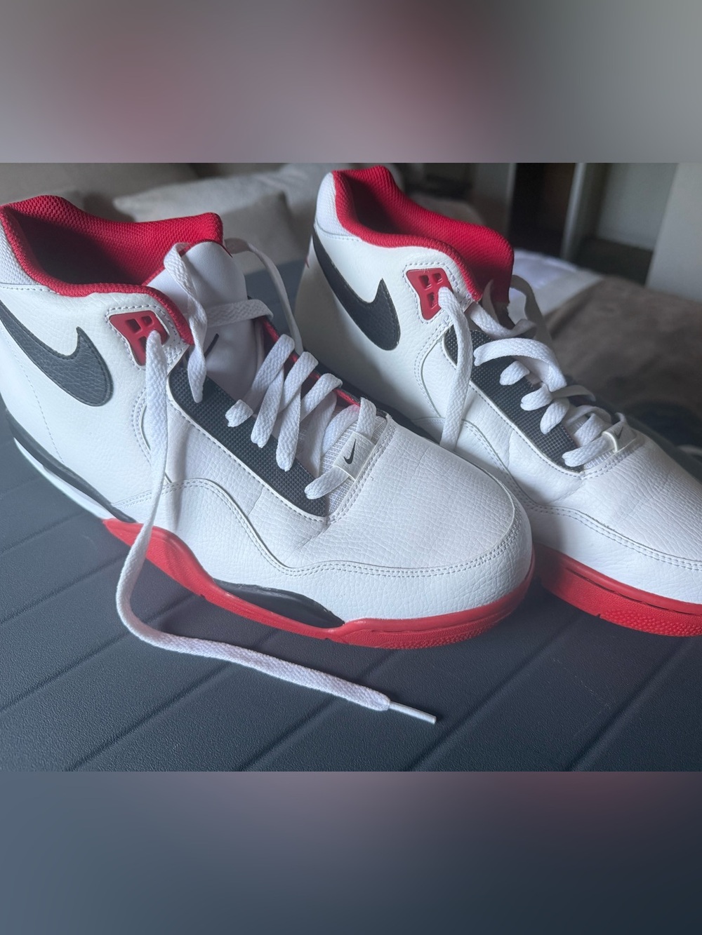 Nike Kids White Black & Red High-Top Sneakers